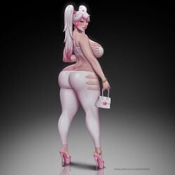 1girls anklet ass ass_cleavage big_breasts breasts butt_crack clear_strap_heels clothing_cutout cutout female female_only high_heels huge_ass large_ass large_breasts light-skinned_female looking_at_viewer looking_back lowleg lowleg_pants no_panties oc original pink_princess pinkdrawz platform_heels skindentation solo solo_female stiletto_heels thick_thighs tight_clothing very_high_heels wide_hips