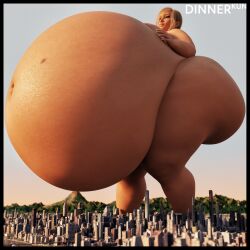 1girls 3d ass belly big_ass big_belly celica_(dinner-kun) city colossal_belly dinner-kun female giantess huge_ass huge_belly hyper hyper_ass hyper_belly massive_belly nude nude_female