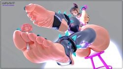 1girls 3d barefoot big_feet blender blue_toenails feet femdom foot_fetish foot_focus foot_worship huge_ass huge_butt juri_han lollipop long_toenails nail_polish sitting soles solo_female stirrup_legwear street_fighter toenail_polish toes voidmuffin3d wrinkled_feet wrinkled_soles