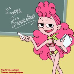 bikini blackboard crotchless_bikini crotchless_panties efapper mrs._jewels pink_hair rubyrealm sex_ed sex_education teacher wayside