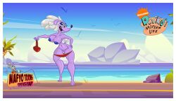 beach breasts casual female lavande_nudle nafyo-toons nudist public purple_fur purple_skin pussy rocko's_modern_life undressing