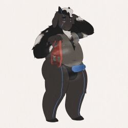 absurd_res animal_humanoid anthro black_body black_fur blue_penis bodily_fluids bovid bovid_humanoid bovine caprine caprine_humanoid chubby_male clothing fur genitals goat goat_humanoid hi_res horn humanoid inkyflush jockstrap male male/male mammal mammal_humanoid moobs musk musk_clouds musk_fetish musky_armpit musky_balls musky_cock nanoazure overweight overweight_anthro overweight_male penis red_clothing red_jockstrap red_underwear slightly_chubby solo sweat sweatdrop underwear