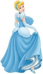 1girls blonde_hair cinderella_(1950_film) cinderella_(disney) disney disney_princess dress edit female female_only glass_slipper gloves huge_breasts large_breasts nipple_bulge solo unknown_artist white_background