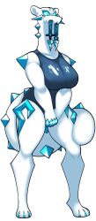 anthro blue_eyes chien-pao fangs one-piece_swimsuit pokémon_(species) pokemon pokemon_(species) royaliiird swimsuit tail white_fur