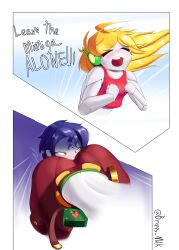 ass_attack breppy_(artist) butt_attack butt_slam cave_story curly's_panties curly_brace face_in_ass facesitting misery_(cave_story) robot robot_girl yuri