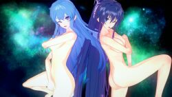 2girls 3d alternate_version_available ass big_ass blue_eyes blue_hair braid breasts covering covering_breasts covering_crotch dark_blue_eyes dark_blue_hair eirika_(fire_emblem) embarrassed embarrassed_nude_female enf female female_only fire_emblem fire_emblem:_the_sacred_stones fire_emblem_engage large_breasts light_blue_eyes light_blue_hair long_hair looking_at_viewer more_at_source multiple_girls nintendo one_eye_closed open_mouth ponytail pose tana_(fire_emblem) twin_braids very_long_hair xenosky