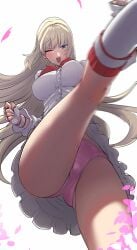 alluring ass blonde_hair blue_eyes boots clash_kuro_neko emilie_de_rochefort female high_heel_boots kick kicking kuraneko namco panties tekken tekken_5_dark_resurrection tekken_7 tekken_tag_tournament_2 upskirt