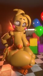 1girls 3d 3d_(artwork) 3d_animation alyta3d animated anthro big_breasts bouncing_breasts breasts breasts_out clipping edit five_nights_at_freddy's fnaf nipples shorter_than_30_seconds smile smiling solo sound tagme thick_thighs toy_chica toy_chica_(fnaf) toy_chica_(love_taste) vertical_video video