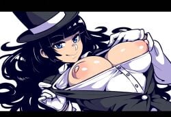 1girls ai_generated big_breasts black_hair dc dc_comics female large_breasts mullon nipples novelai seductive seductive_look seductive_smile smile superheroine zatanna