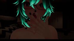 1boy 3d animated body_writing cum_cleanup femboy fluffyafterdark glasses green_eyes heart-shaped_pupils licking_fingers no_sound self_upload solo_male tagme tongue_out two_tone_hair two_tone_lips video vrchat vrchat_avatar wolf_boy