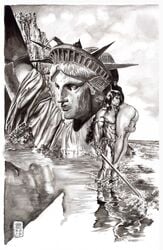 2010 ass conan conan_the_barbarian_(series) crossover gene_espy monochrome nova_(planet_of_the_apes) planet_of_the_apes statue_of_liberty