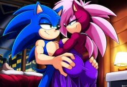 ai_generated ass blue_body breasts female green_eyes incest magenta_fur male male/female pink_hair sex sonia_the_hedgehog sonic_(series) sonic_the_hedgehog sonic_the_hedgehog_(series) sonic_underground straight veiny_penis