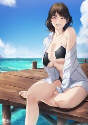 1girls big_breasts bikini blueorca blush blushing_at_viewer breasts curvaceous curvy curvy_female female female_focus female_only hi_res highres large_breasts light-skinned_female light_skin looking_at_viewer medium_hair parted_lips slim_waist smile smiling smiling_at_viewer solo solo_female solo_focus swimsuit swimwear thick_thighs thighs wide_hips