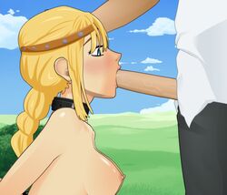 1boy 1girls :>= areola areolae astrid_hofferson blonde_hair blowjob blue_eyes braid braided_hair braids breasts chest choker deepthroat dreamworks exposed_breasts exposed_chest face_fucking faceless_male fellatio game how_to_train_your_dragon irrumatio konashion meme nipples oral oral_sex penis penis_in_mouth screencap smooth_skin sucking sucking_off sucking_penis super_deepthroat_game