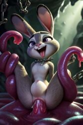 ahe_gao ai_generated cave impregnation judy_hopps slave slime stretching tentacle