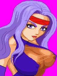 asura_(series) asura_blade bodysuit erect_nipples female large_breasts lipstick long_hair looking_at_viewer nipples purple_hair rosemary_(asura_blade) tagme violet_eyes