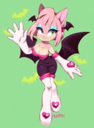 amy_rose amy_the_bat biotari bodysuit breasts neckline rouge_the_bat_(cosplay) sonic_(series) spandex_suit