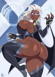 1girls ass big_ass big_breasts breasts bubble_butt busty dark-skinned_female dark_skin dat_ass fat_ass female female_only huge_ass large_ass looking_at_viewer looking_back marvel marvel_rivals png solo storm_(marvel_rivals) storm_(x-men) thick_ass x-men zrfurious