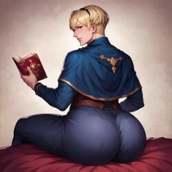 ai_generated ass ass_focus big_ass big_butt blonde_hair civitai clothed fat_ass fire_emblem fire_emblem_fates headband huge_ass leo_(fire_emblem) looking_at_viewer looking_back male male_only