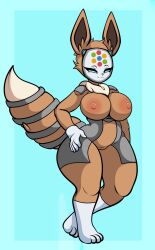 anthro breasts brown_body eevee female generation_1_pokemon genitals hi_res leevee_(kuroric) nintendo pokemon pokemon_(species) pussy solo tail xdragoncam