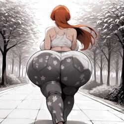 1girls ai_assisted ai_generated big_ass big_breast bleach civitai forbidden_pants huge_ass inoue_orihime kalagod monochrome shamidou_maichimonji_(ai_generated) thick_thighs wide_hips