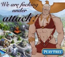 1boy ad_reference crossdressing frown male_only mobile_game_ad parody pencilbrusch primarch red_bikini rogal_dorn warhammer_40k white_hair