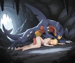 after_sex ai_generated anthro blonde_hair bodily_fluids cum cum_in_pussy cum_inside cynthia_(pokémon) duo female feral from_behind_position gaburias garchomp generation_4_pokemon genital_fluids human human_on_anthro humanoid interspecies lying male male/female mammal pokemon pokemon_(species) pokemon_champion pokemon_dppt pokephilia pull_out sex shirona_(pokemon) tulipbeans