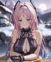 ai_assisted ai_generated akira_hentai citlali_(genshin_impact) genshin_impact naked onsen patreon patreon_reward pink_hair pink_hair_female set solo solo_female solo_focus undressing