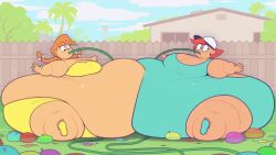 2girls animated bikini hose ridiculouscake sound_effects swell_reads swelling tagme video water_balloon water_weight weight_gain