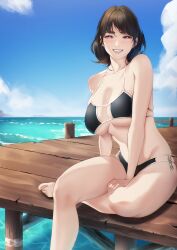 1girls big_breasts bikini blueorca blush blushing_at_viewer breasts curvaceous curvy curvy_female female female_focus female_only hi_res highres large_breasts light-skinned_female light_skin looking_at_viewer medium_hair parted_lips slim_waist smile smiling smiling_at_viewer solo solo_female solo_focus swimsuit swimwear thick_thighs thighs wide_hips