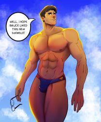 big_pecs bulge clark_kent dc dc_comics glasses male male_only meakrogue muscular muscular_male solo solo_focus solo_male solo_man superman superman_(clark_kent) superman_(series) thong