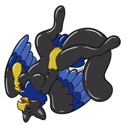 animate_inanimate avian beak black_body closed_eyes feathered_wings feathers furry gryphon inflatable living_inflatable mythological_avian mythological_creature mythology open_mouth solo symrea wings