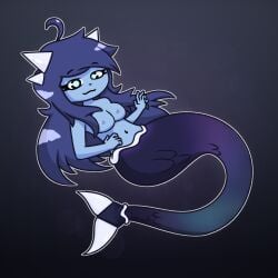 artist_logo artist_name breasts clubette demon_girl female geometry_dash makifei mermaid mermaid_girl mermaid_tail