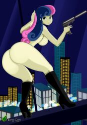 1girls ass bent_over big_breasts boobs_and_butt_pose boots breasts casual chuyryu city cityscape commission equestria_girls female firearm footwear friendship_is_magic gun handgun hasbro hi_res high_heel_boots high_heels highres human large_breasts looking_at_viewer looking_back looking_back_at_viewer my_little_pony naked_boots naked_footwear nude nude_female pale_skin pussy secret_agent sideboob solo solo_female suppressor sweetie_drops thick_ass thick_thighs thighs weapon