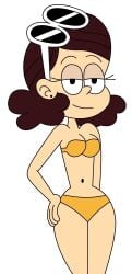 1girls belly bikini bra breasts brown_hair cleavage eyelashes female female_only half-closed_eyes hand_on_hip navel panties smile solo solo_female solo_focus strapless_bikini strapless_bra sunglasses sunglasses_on_head td-camper the_loud_house thicc_qt thick_thighs thighs