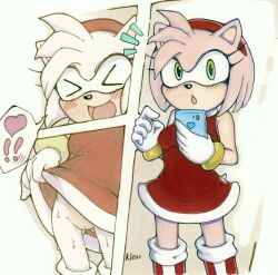 accessory amy_rose anthro blush bodily_fluids boots cellphone clothed clothing dress dress_shirt eulipotyphlan female flashing footwear genitals gloves hair_accessory hairband handwear heart hedgehog hi_res kinu_(artist) mammal no_underwear phone pussy sega selfie shirt smartphone solo sonic_(series) sonic_the_hedgehog_(series) sweat topwear