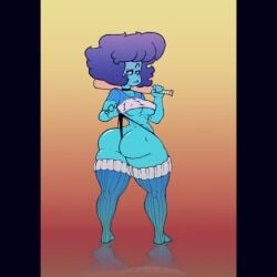 ass ass_focus baseball_bat blue_hair blue_skin cartoon_network g_string gem_(species) lapis_lazuli_(bob) lapis_lazuli_(gem) lapis_lazuli_(steven_universe) panties peppyrobo presenting_ass presenting_butt pulling_panties steven_universe tagme thigh_highs thighhighs