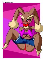 anthro female furry lopunny only_female pink_eyes pokémon_(species) pokemon pokemon_(species) pokemon_dppt sekushimon