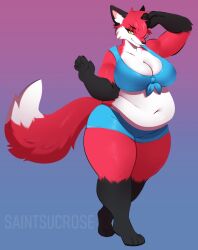 anthro big_breasts breasts cleavage clothing female fur furry furry_only overweight overweight_female saintsucrose solo tagme tail thick_thighs wide_hips