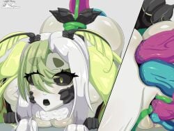 1girls anal anal_sex antennae black_sclera double_penetration female green_eyes green_hair humanoid indie_virtual_youtuber insect_girl insect_humanoid juniper_(egocider) juniper_actias monster_girl moth_girl multicolored_hair open_mouth penetration restrained shaded slimy_tentacles tied_hands upper_teeth vagina vaginal_penetration vaginal_sex virtual_youtuber white_hair wight-troox