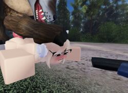 1boy1girl 3d anal anal_sex blush cat_ear_headphones clothes_on_floor forest glasses grabbing_head honeybun07 knot penetration pinned_down pinned_to_ground pushing_down rape roblox robloxian sex source_request werewolf