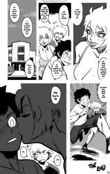 1girls 2boys angry black_and_white comic comic_page dialogue end_page english english_text human human_only izuku_midoriya katsuki_bakugou kissing mitsuki_bakugou mizaru my_hero_academia page_18 page_number