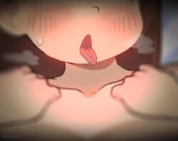 1girls animated blurry blush brown_hair cham22 cleavage disney disney_xd edit female futanari gravity_falls kissing long_hair mabel_pines naked nude nude_female pov straight_hair sweat third-party_edit tongue tongue_out visible_breath