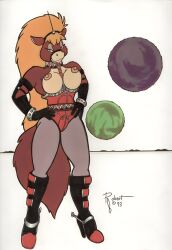 1990s 1993 1girls 20th_century 69-69 bravestarr casual_exposure casual_nudity collar corset furry furry_only hand_on_hip high_heel_boots horse latex latex_gloves sci-fi smug smug_face space vawlkee