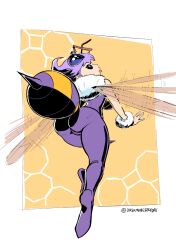 1girls 2018 antennae anthro ass bee bee_girl big_ass cameltoe clothing darkstalkers dreaminerryday large_breasts legs monster_girl q-bee solo_female thighs tongue_out