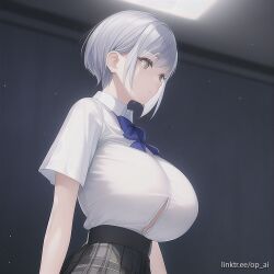 ai_generated large_breasts op_ai school_uniform schoolgirl short_hair skirt tagme white_hair