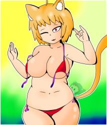 bikini cat_girl cat_tail color furry melty_blood neco-arc tanjiro_basado tsukihime type-moon