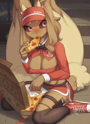 big_breasts breasts eating female furry lopunny pizza pokémon_(species) pokemon pokemon_(species) tagme zinfyu