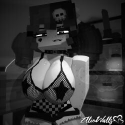 1girls 3d big_breasts black_and_white breasts busty clothing commission daisy_dukes ellie_walls_(odysseyellie) face_tattoo female female_only fishnet_shirt fishnets freckles goth goth_girl heart_tattoo huge_breasts large_breasts looking_at_viewer mine-imator minecraft odysseyellie pasties shorts skull_hair_ornament solo spiked_hairband tattoo thick_thighs wide_hips