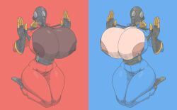 2020 2girls alternate_version areola big_areola big_breasts bodysuit breasts cleavage curvy curvy_figure dark-skinned_female dark_areola dark_nipples duo duo_focus female female_focus female_only fempyro gas_mask gigantic_breasts gloves huge_areola huge_breasts hyper_breasts large_areolae large_breasts nipples nsfwoaf pale-skinned_female pyro pyro_(team_fortress_2) suspenders team_fortress_2 thick_thighs top_heavy topless unzipped unzipped_bodysuit wide_hips